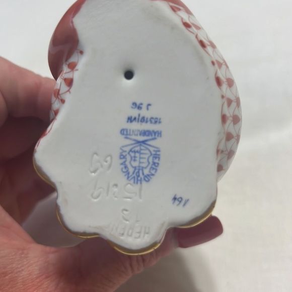 Herend cat with bow orange blue and gold excellent condition - Picture 5 of 5